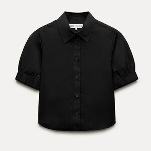 NWT Zara Black Crop Shirt ZW Collection